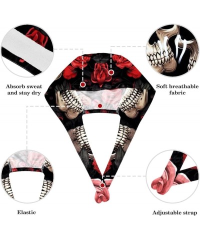 Butterfly Skull Pattern Surgical Cap with Buttons/Bow Hair Scrunchy for Long Hair Multicoloured 10 $8.69 Baseball Caps