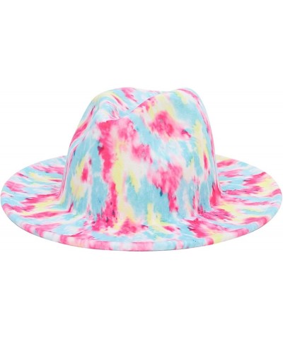 Women Fedoras Hats Tie Dye Big Brim Panama Hats for Men Outdoor Print Trilby Felt Hat Cowboy Cowgirl Sombreros 11 $15.91 Fedoras