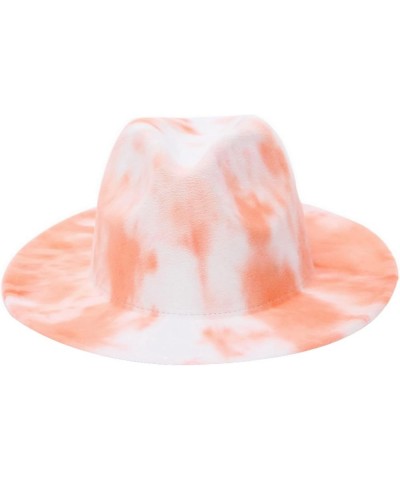 Women Fedoras Hats Tie Dye Big Brim Panama Hats for Men Outdoor Print Trilby Felt Hat Cowboy Cowgirl Sombreros 11 $15.91 Fedoras