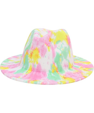 Women Fedoras Hats Tie Dye Big Brim Panama Hats for Men Outdoor Print Trilby Felt Hat Cowboy Cowgirl Sombreros 11 $15.91 Fedoras