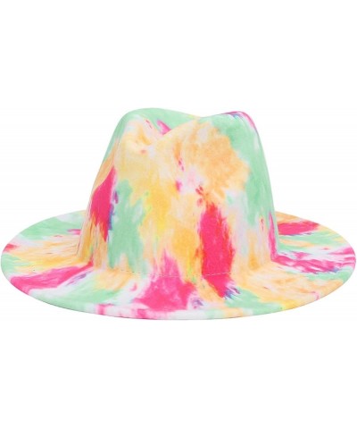 Women Fedoras Hats Tie Dye Big Brim Panama Hats for Men Outdoor Print Trilby Felt Hat Cowboy Cowgirl Sombreros 11 $15.91 Fedoras