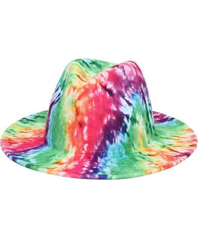 Women Fedoras Hats Tie Dye Big Brim Panama Hats for Men Outdoor Print Trilby Felt Hat Cowboy Cowgirl Sombreros 11 $15.91 Fedoras