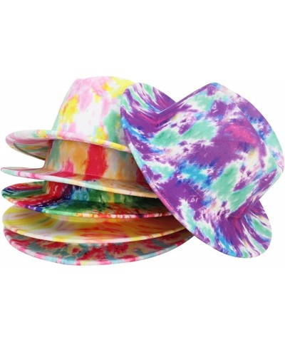 Women Fedoras Hats Tie Dye Big Brim Panama Hats for Men Outdoor Print Trilby Felt Hat Cowboy Cowgirl Sombreros 11 $15.91 Fedoras