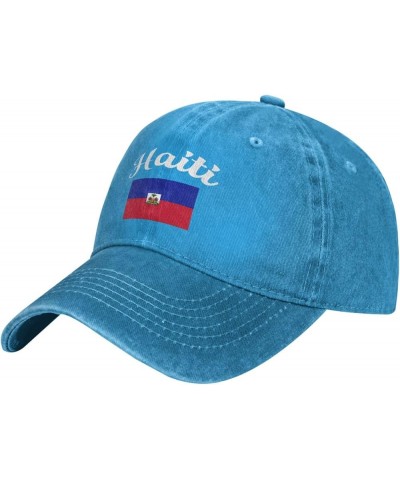 Flag of Haiti Cowboy Baseball Hat Adjustable Washable Cotton Adult Cowboy Baseball Hat Black Blue $16.53 Cowboy Hats