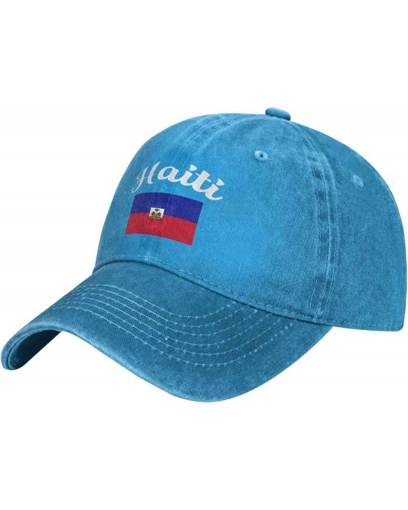 Flag of Haiti Cowboy Baseball Hat Adjustable Washable Cotton Adult Cowboy Baseball Hat Black Blue $16.53 Cowboy Hats