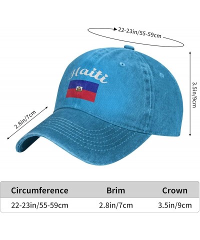 Flag of Haiti Cowboy Baseball Hat Adjustable Washable Cotton Adult Cowboy Baseball Hat Black Blue $16.53 Cowboy Hats