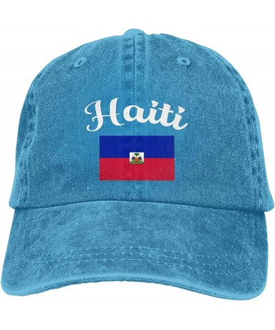 Flag of Haiti Cowboy Baseball Hat Adjustable Washable Cotton Adult Cowboy Baseball Hat Black Blue $16.53 Cowboy Hats