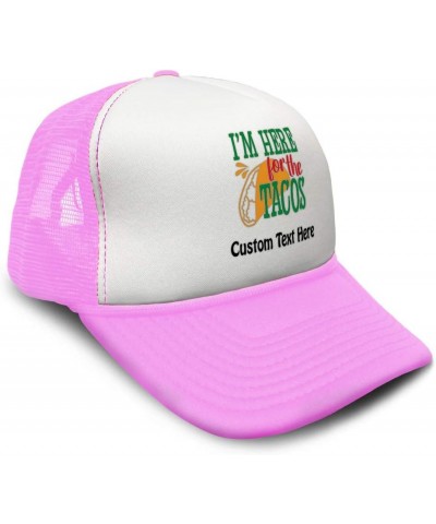 Trucker Hat I'm Here for The Tacos Snapback Baseball Cap for Men & Women Pink Personalized Text Here $11.04 Baseball Caps