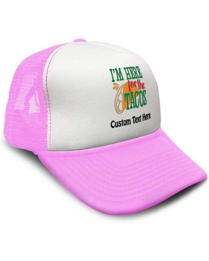 Trucker Hat I'm Here for The Tacos Snapback Baseball Cap for Men & Women Pink Personalized Text Here $11.04 Baseball Caps