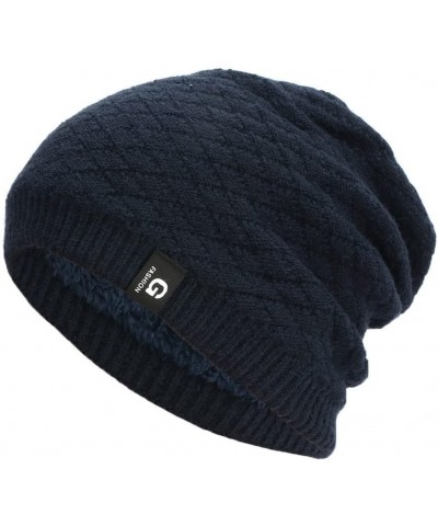 Hat Pile Velvet Confinement Plus Warm Hat Hedging All- Cold Cap Hat Knitted Baseball Caps Lows Hat Navy-a $10.14 Skullies & B...