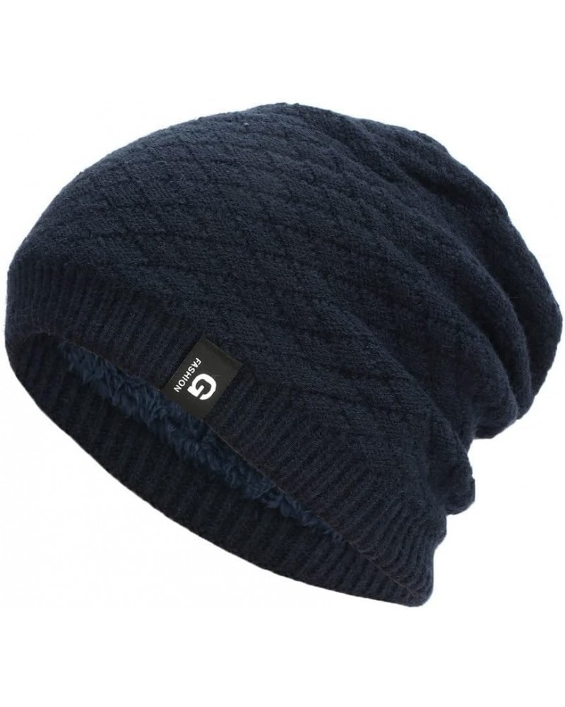 Hat Pile Velvet Confinement Plus Warm Hat Hedging All- Cold Cap Hat Knitted Baseball Caps Lows Hat Navy-a $10.14 Skullies & B...