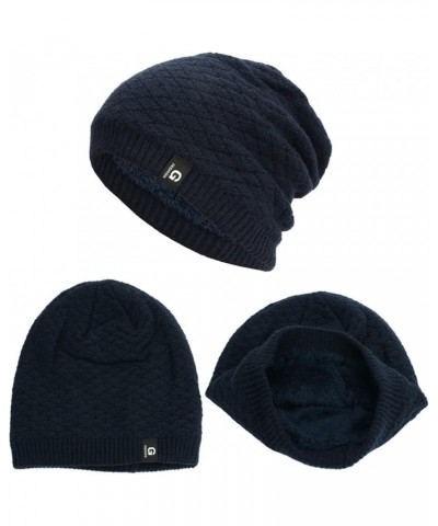 Hat Pile Velvet Confinement Plus Warm Hat Hedging All- Cold Cap Hat Knitted Baseball Caps Lows Hat Navy-a $10.14 Skullies & B...