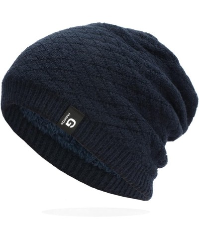 Hat Pile Velvet Confinement Plus Warm Hat Hedging All- Cold Cap Hat Knitted Baseball Caps Lows Hat Navy-a $10.14 Skullies & B...