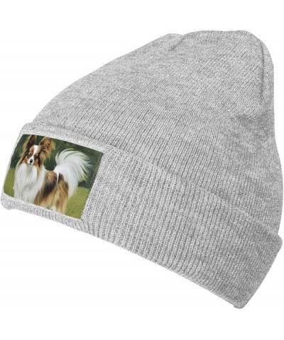 Knitted Hat Cute Dog Print Beanie for Women Soft Warm Beanie Cap Casual Knit Hat Men Winter Beanies Gray $11.49 Skullies & Be...