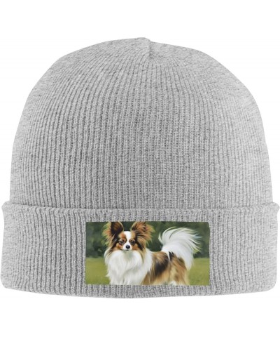 Knitted Hat Cute Dog Print Beanie for Women Soft Warm Beanie Cap Casual Knit Hat Men Winter Beanies Gray $11.49 Skullies & Be...