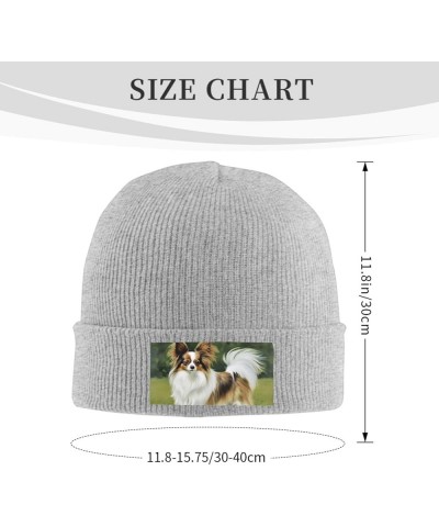 Knitted Hat Cute Dog Print Beanie for Women Soft Warm Beanie Cap Casual Knit Hat Men Winter Beanies Gray $11.49 Skullies & Be...