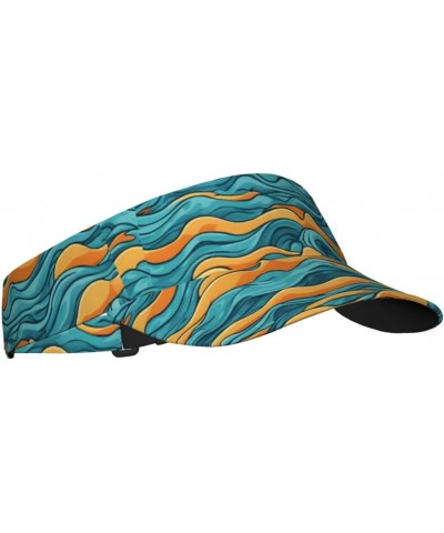 Visor Hat Waves Empty Top Sun Cap Sports Beach Tennis Golf Running Hiking Adjustable Hat for Men Women Teens Black $11.79 Visors