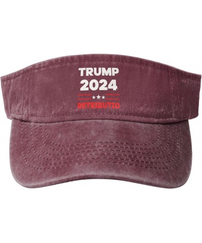 Trump 2024 Trump Retribution 2024 Sports Sun Visor Hat for Men Women,Empty Top Sun Hats Topless Cap,Black Red $13.39 Visors