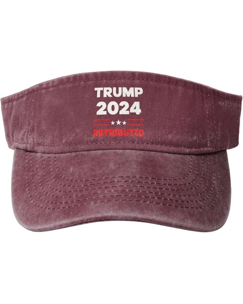 Trump 2024 Trump Retribution 2024 Sports Sun Visor Hat for Men Women,Empty Top Sun Hats Topless Cap,Black Red $13.39 Visors