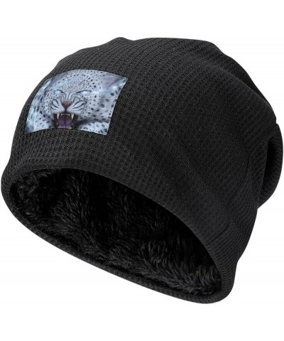 Roaring Leopard Soft Beanie Hat Winter Warm Skull Hats Plush Pullover Cap for Men Women Black-style $13.76 Skullies & Beanies