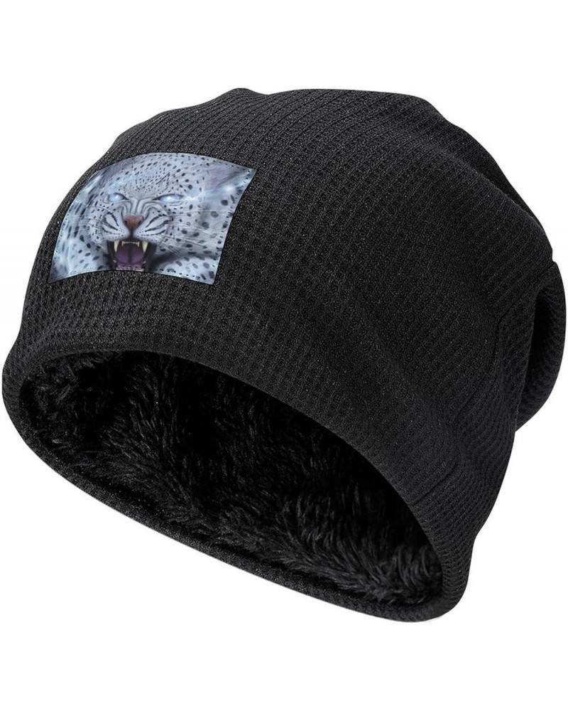 Roaring Leopard Soft Beanie Hat Winter Warm Skull Hats Plush Pullover Cap for Men Women Black-style $13.76 Skullies & Beanies