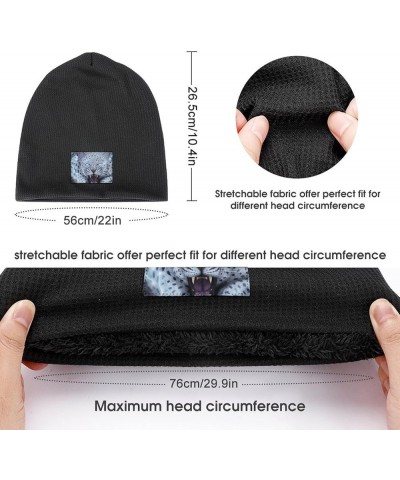 Roaring Leopard Soft Beanie Hat Winter Warm Skull Hats Plush Pullover Cap for Men Women Black-style $13.76 Skullies & Beanies