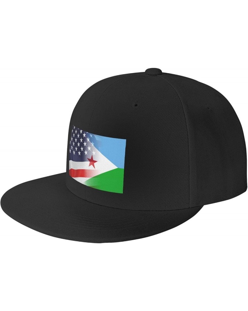 Flag of Djibouti and USA Flag Denim Hats Cowboy Knit hat Fisherman's hat Baseball Caps Black $17.40 Baseball Caps