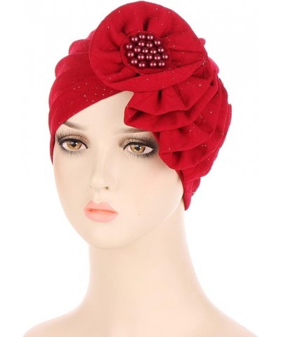 Women Turbans Flowers Bonnet Cap Headwraps Hats Men Cycling Trucker hat Baseball Cap Large Black hat Wine $8.00 Rain Hats