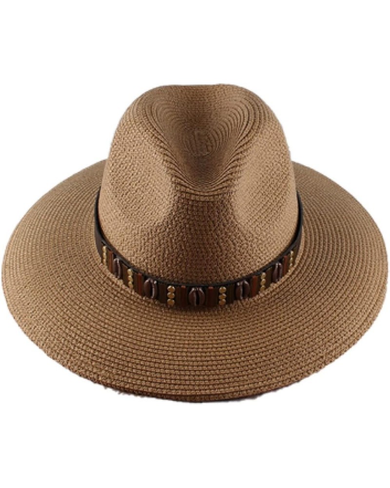 Womens Mens Wide Brim Straw Panama Hat Summer Beach Sun Hat UPF Straw Hat for Women B $17.39 Sun Hats