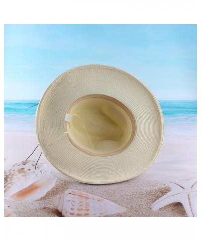 Womens Mens Wide Brim Straw Panama Hat Summer Beach Sun Hat UPF Straw Hat for Women B $17.39 Sun Hats