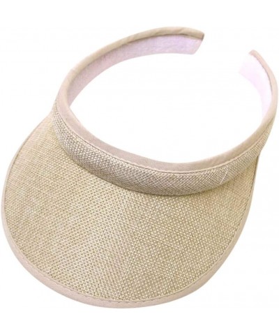 Mens Womens Clip On Sun Protection Sports Cotton Twill Golf Tennis Visor UPF 50+ Round Brim Solid Sun Hats Beige $11.88 Visors