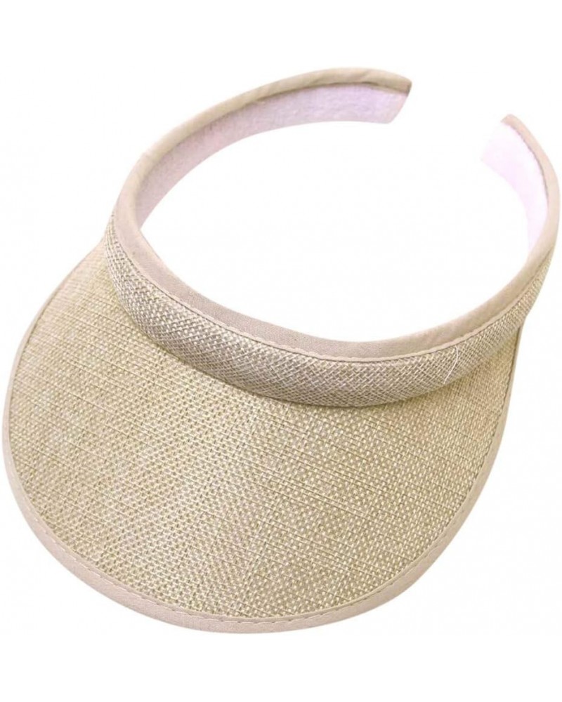 Mens Womens Clip On Sun Protection Sports Cotton Twill Golf Tennis Visor UPF 50+ Round Brim Solid Sun Hats Beige $11.88 Visors