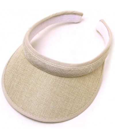 Mens Womens Clip On Sun Protection Sports Cotton Twill Golf Tennis Visor UPF 50+ Round Brim Solid Sun Hats Beige $11.88 Visors