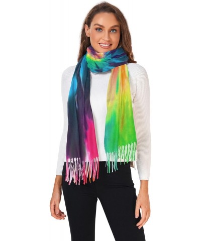 Cashmere Feel Scarf for Women, Warm Soft Single-sided Colorful Tie Dye Print, Fashion Pashminas Shawl Wrap Large Size with Ta...