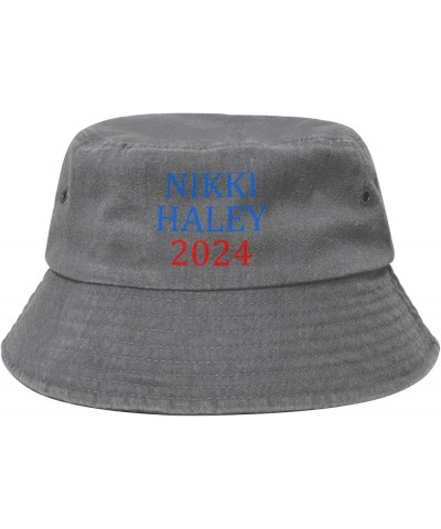 Nikki Haley 2024 Denim Cowboy Hat Packable Cotton Bucket Sun Hat for Women Men Summer Outdoor Fisherman Cap Gray $9.24 Bucket...