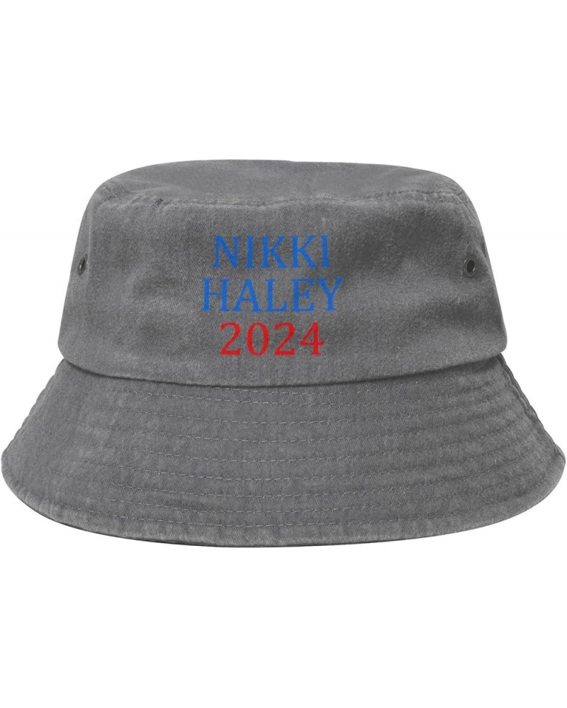 Nikki Haley 2024 Denim Cowboy Hat Packable Cotton Bucket Sun Hat for Women Men Summer Outdoor Fisherman Cap Gray $9.24 Bucket...