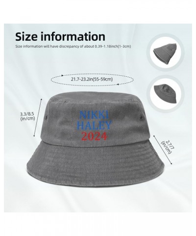 Nikki Haley 2024 Denim Cowboy Hat Packable Cotton Bucket Sun Hat for Women Men Summer Outdoor Fisherman Cap Gray $9.24 Bucket...