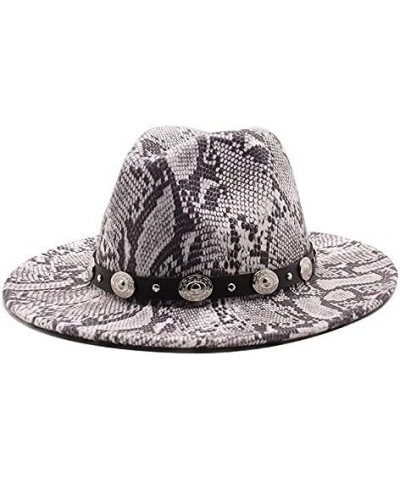 Men Women British Style Fedora Hat Wool Winter Warm Felt Hats Snakeskin Pattern Vintage Jazz Trilby Hat Fengyan Cowboy Hats 8...