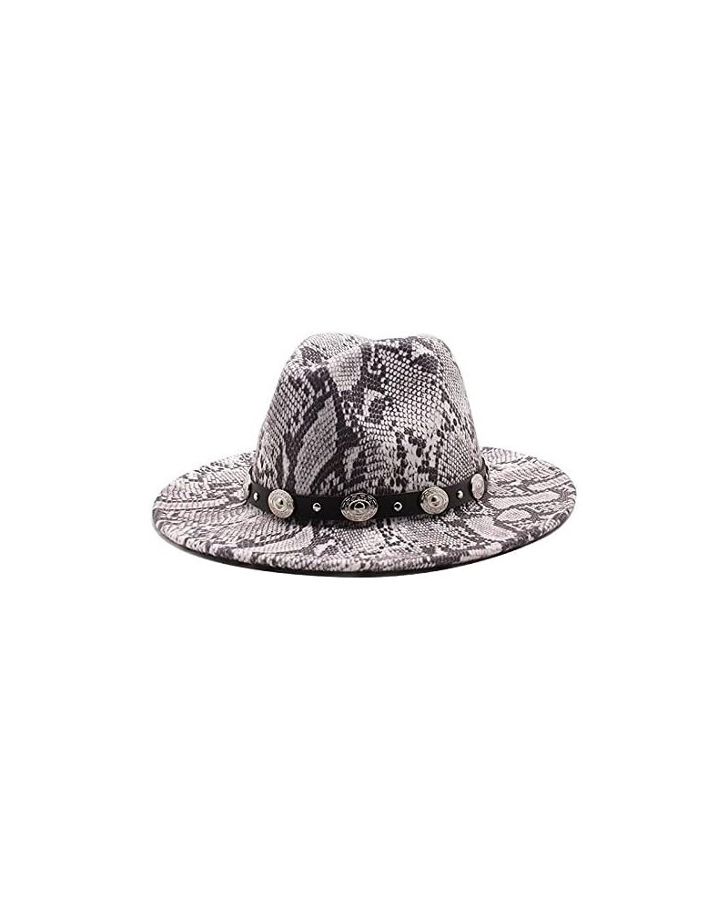 Men Women British Style Fedora Hat Wool Winter Warm Felt Hats Snakeskin Pattern Vintage Jazz Trilby Hat Fengyan Cowboy Hats 8...