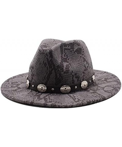 Men Women British Style Fedora Hat Wool Winter Warm Felt Hats Snakeskin Pattern Vintage Jazz Trilby Hat Fengyan Cowboy Hats 8...