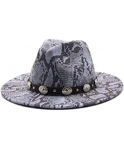 Men Women British Style Fedora Hat Wool Winter Warm Felt Hats Snakeskin Pattern Vintage Jazz Trilby Hat Fengyan Cowboy Hats 8...