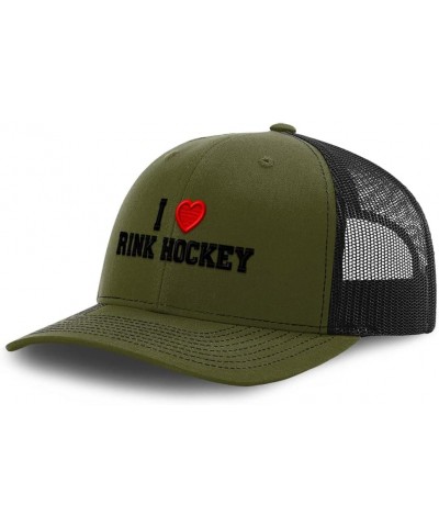 Custom Richardson Trucker Hat I (Love) Rink Hockey Red Heart Sports Lovers Loden Black Design Only $20.71 Baseball Caps