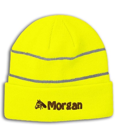 Custom Reflective Beanie Morgan Style B High Visibility Running Gear Skull Cap for Men & Women 1 Size Neon Yellow Design Only...