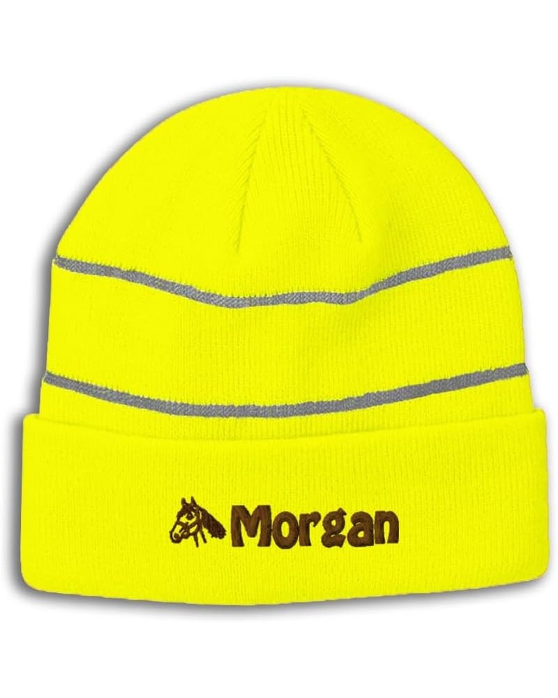 Custom Reflective Beanie Morgan Style B High Visibility Running Gear Skull Cap for Men & Women 1 Size Neon Yellow Design Only...