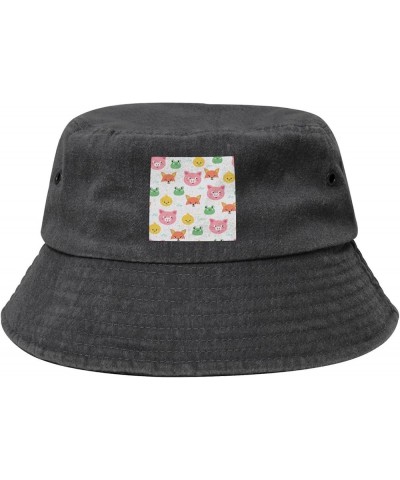 Beautiful Chick and Fox Seamless Diagram Bucket Hat for Women Men Summer Travel Sun Hat Outdoor Cap Funny Bucket Hats Black $...