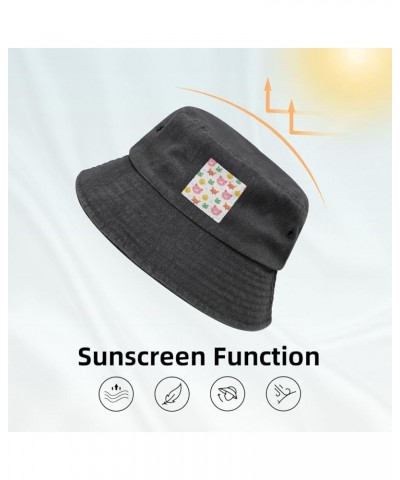 Beautiful Chick and Fox Seamless Diagram Bucket Hat for Women Men Summer Travel Sun Hat Outdoor Cap Funny Bucket Hats Black $...