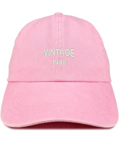 Small Vintage 1948 Embroidered 76th Birthday Washed Pigment Dyed Cap Pink $14.24 Baseball Caps