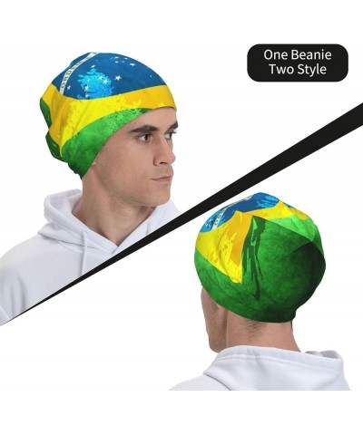 Brazil Flag Slouchy Beanie,Summer Winter Warm Knitted Hat Soft Sleep Cap Beanie Cap for Women Men Brazil-a3 $10.63 Skullies &...