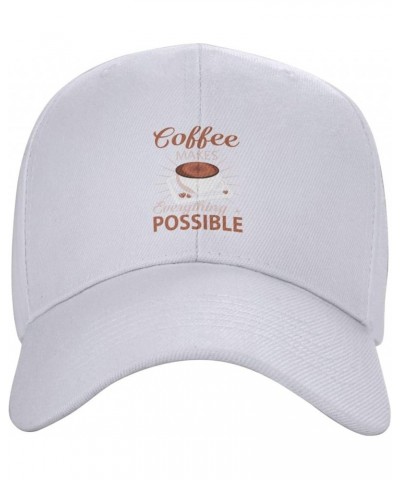 Coffee Makes Everything Possible Baseball Cap for Men Women Hat Adjustable Truck Driver Baseball Caps Dad Hats White $10.78 B...