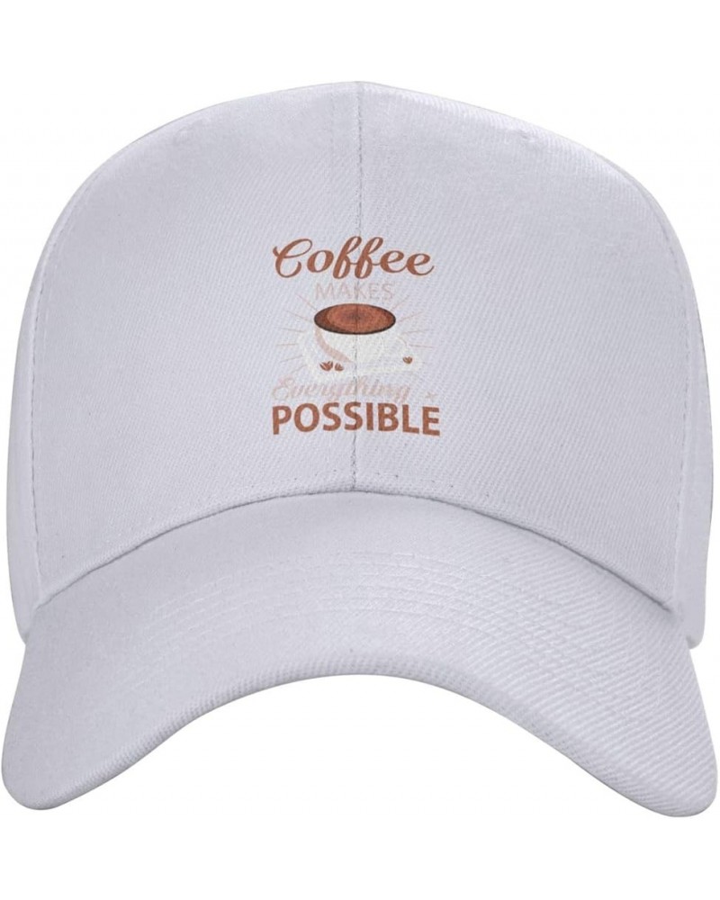 Coffee Makes Everything Possible Baseball Cap for Men Women Hat Adjustable Truck Driver Baseball Caps Dad Hats White $10.78 B...